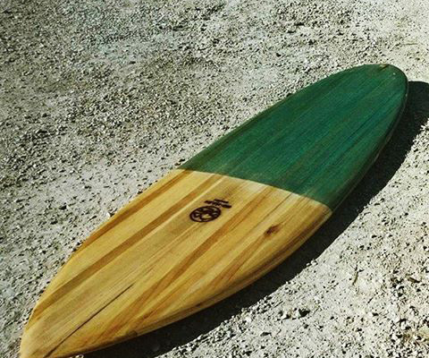 wooden surfboard